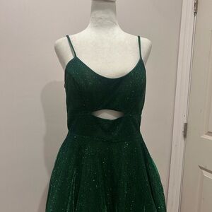 City Studio Emerald Green Sparkle Cutout Dress